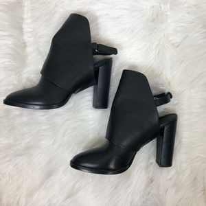 Vince black leather sling back booties